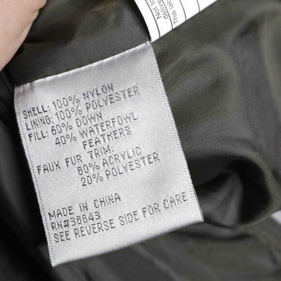 Larry Levine Long Midi Down Filled Parka Coat Faux Fur Hood Olive Green Quilted - Picture 5 of 15